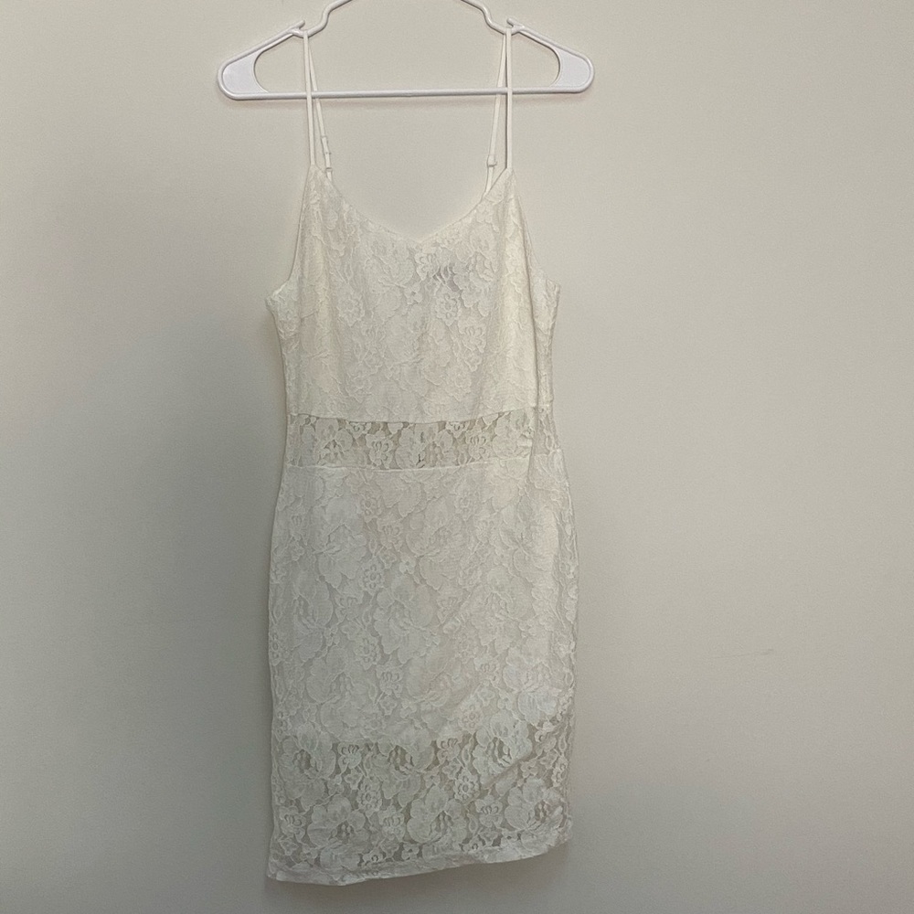 NWOT Aqua for Bloomingdales white lace bodycon S